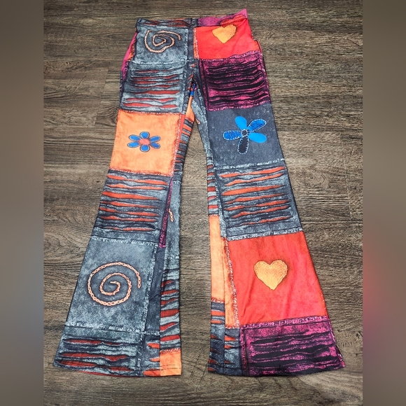 Pants - Boho Hippie Patchwork Flare Pants Womens Size Large